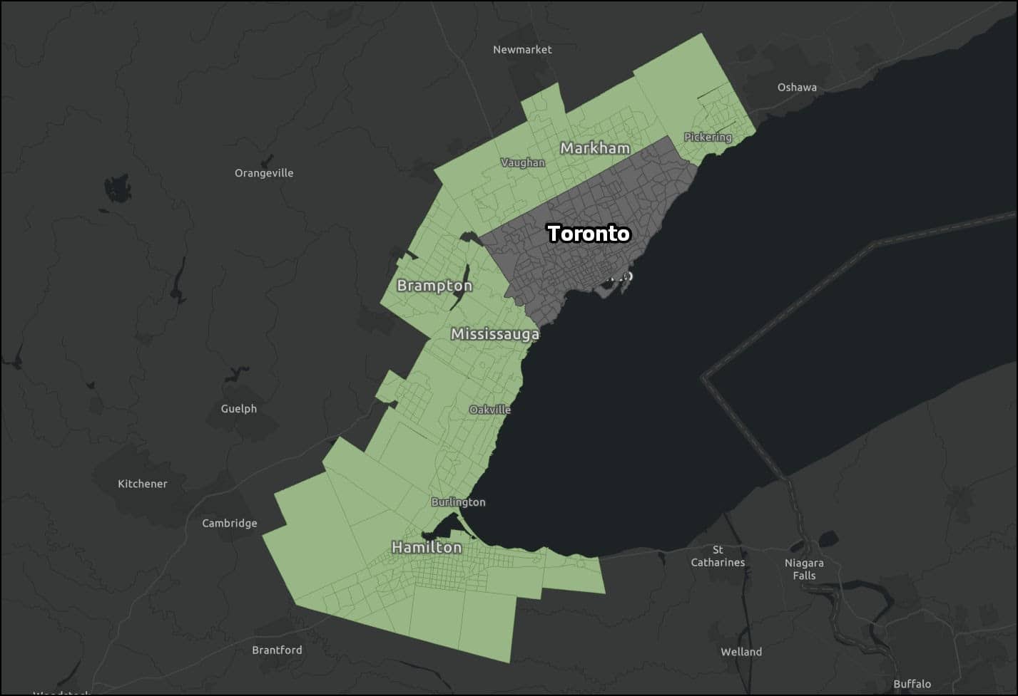 Map of similar neighborhoods across Toronto Ontario in Canada