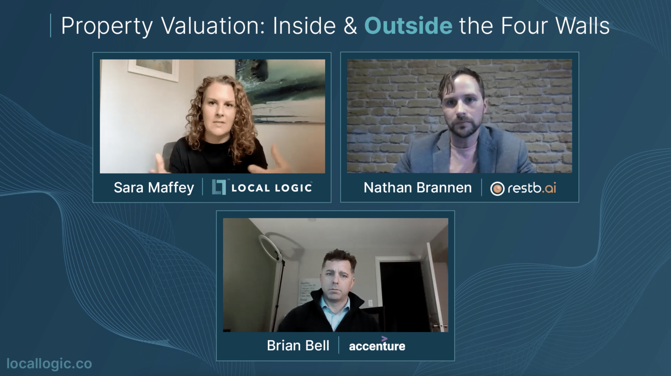 screenshots of sara maffey, nathan brannen, and brian bell who are speakers in the local logic masterclass on property valuation