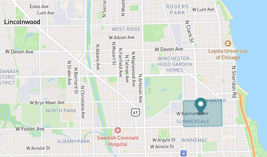 Map of Andersonville neighborhood in Chicago