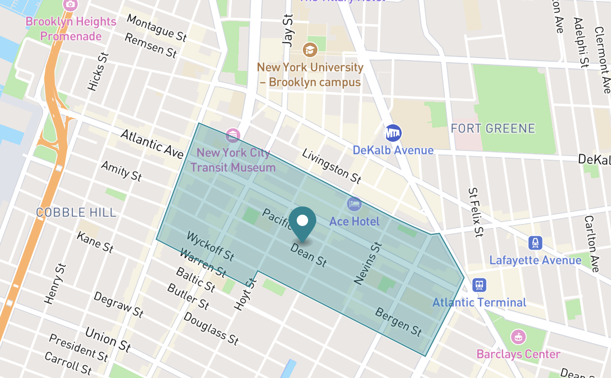 Map of Boerum Hills neighborhood in Brooklyn, New York