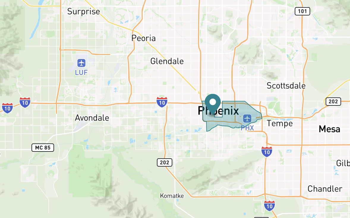 Map of Downtown neighborhood in Phoenix, Arizona