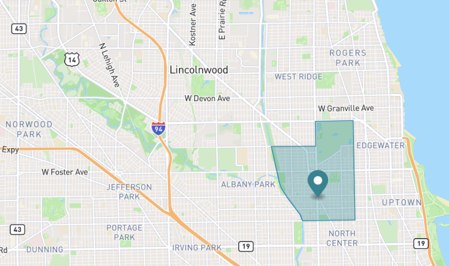 Map of Lincoln Square neighborhood in Chicago