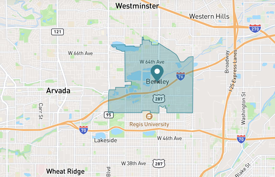 Map of Berkeley neighborhood in Denver, Colorado