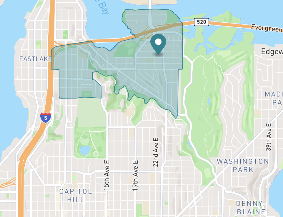 Map of Montlake neighborhood in Seattle, Washington