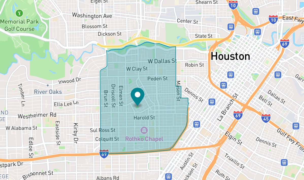 Map of Montrose neighborhood in Houston, Texas