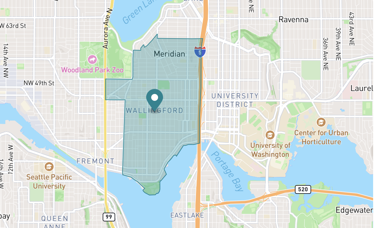 Map of Wallingford neighborhood in Seattle, Washington