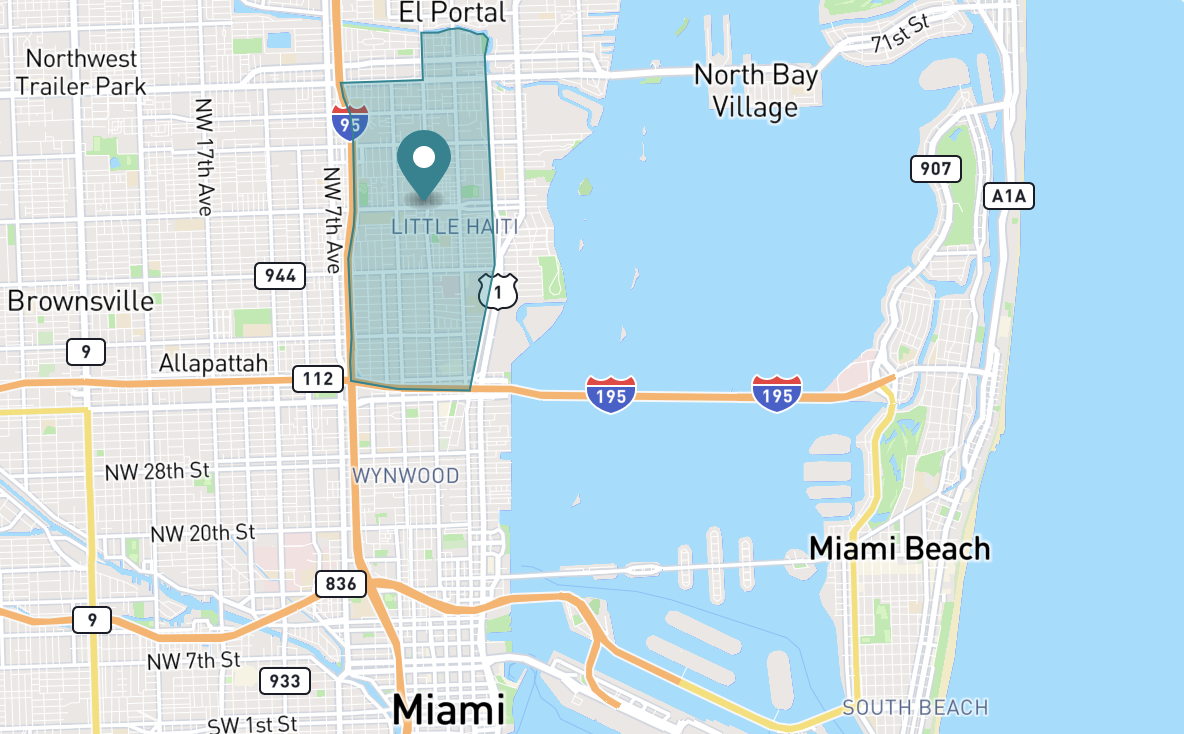 Map of Buena Vista neighborhood in Miami, Florida