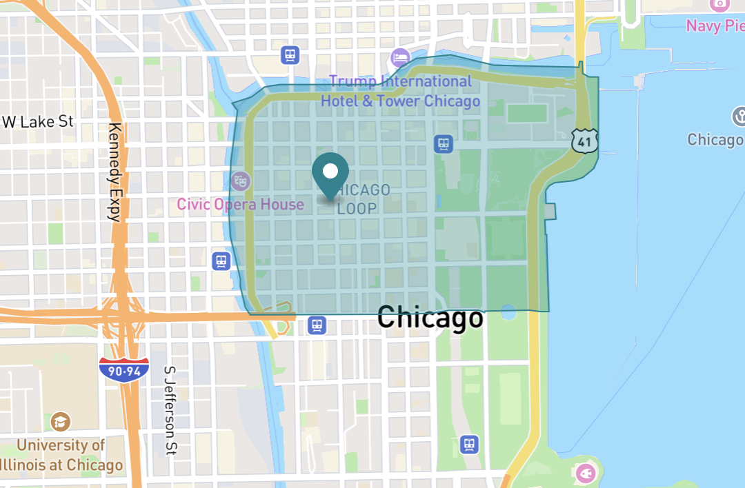 Map of Chicago Loop in Chicago, Illinois