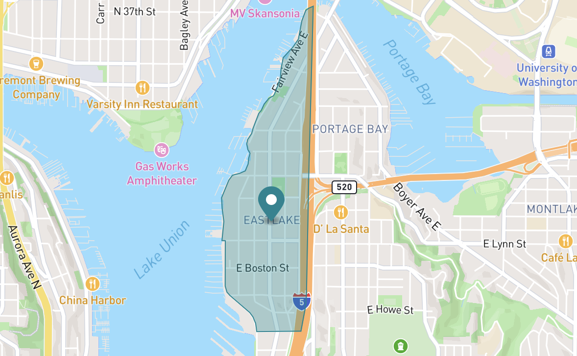 Map of Eastlake in Seattle, Washington
