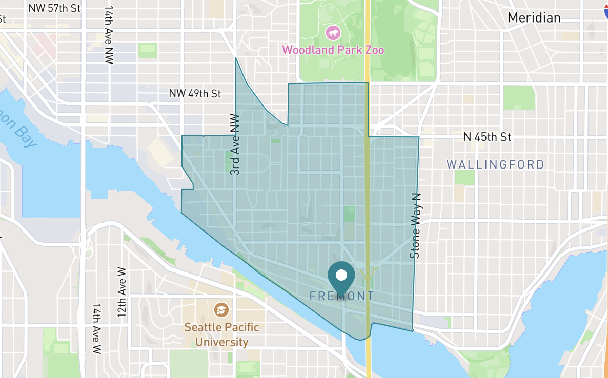 Map of Fremont in Seattle, Washington