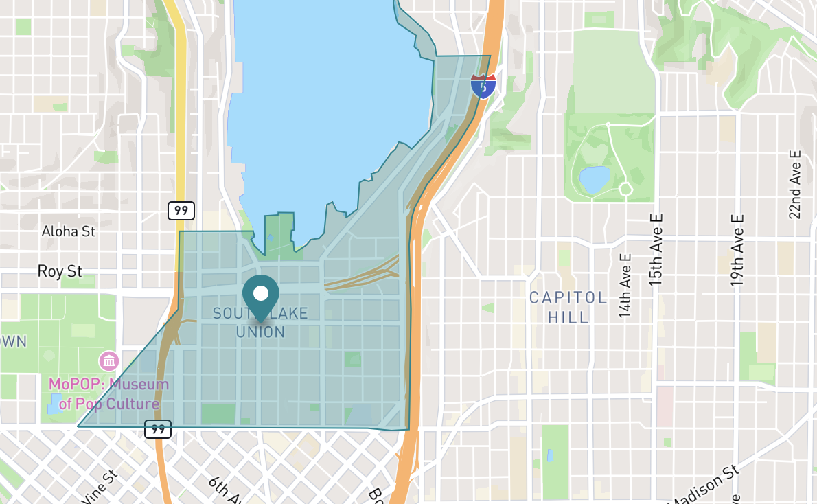 Map of South Lake Union in Seattle, Washington