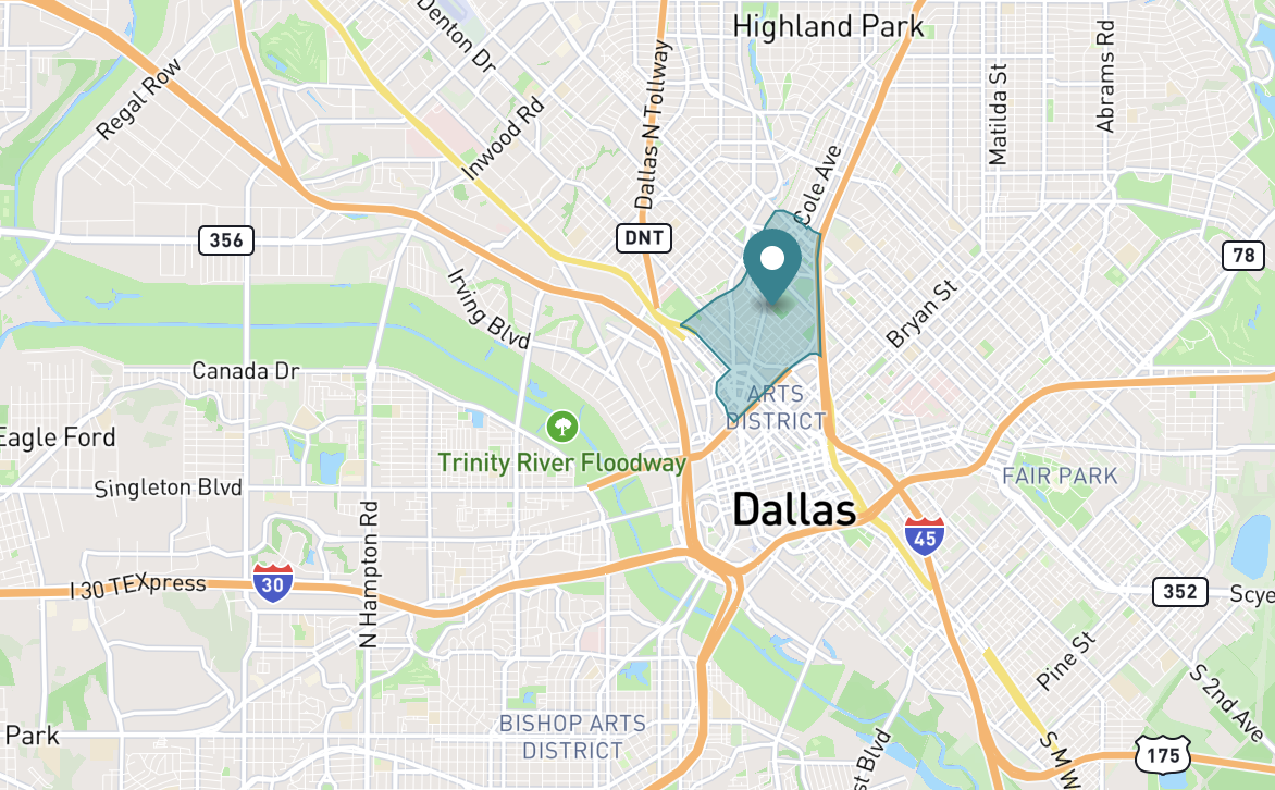 Map of Uptown in Dallas, Texas