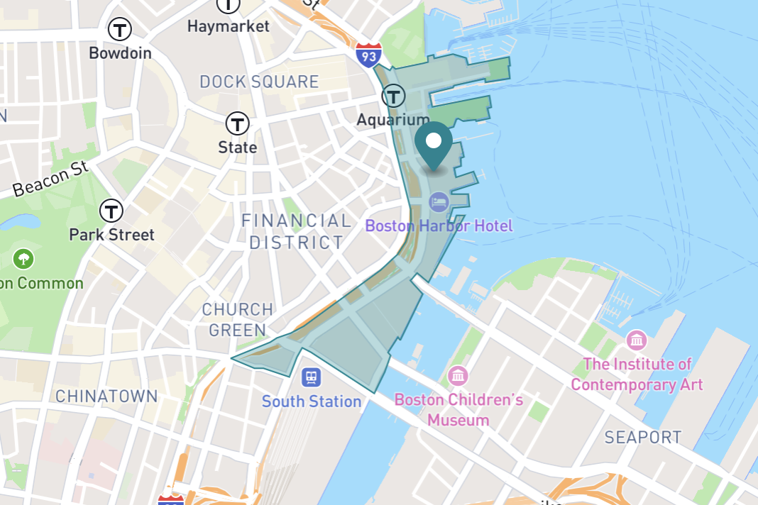 Map of Waterfront in Boston, Massachusetts