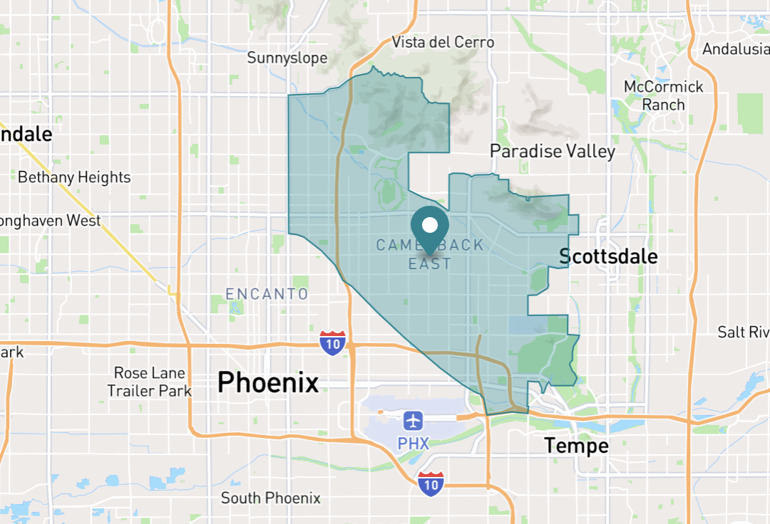 Map of Camelback East in Phoenix, Arizona