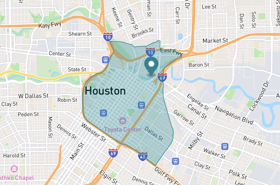 Map of Downtown in Houston, Texas