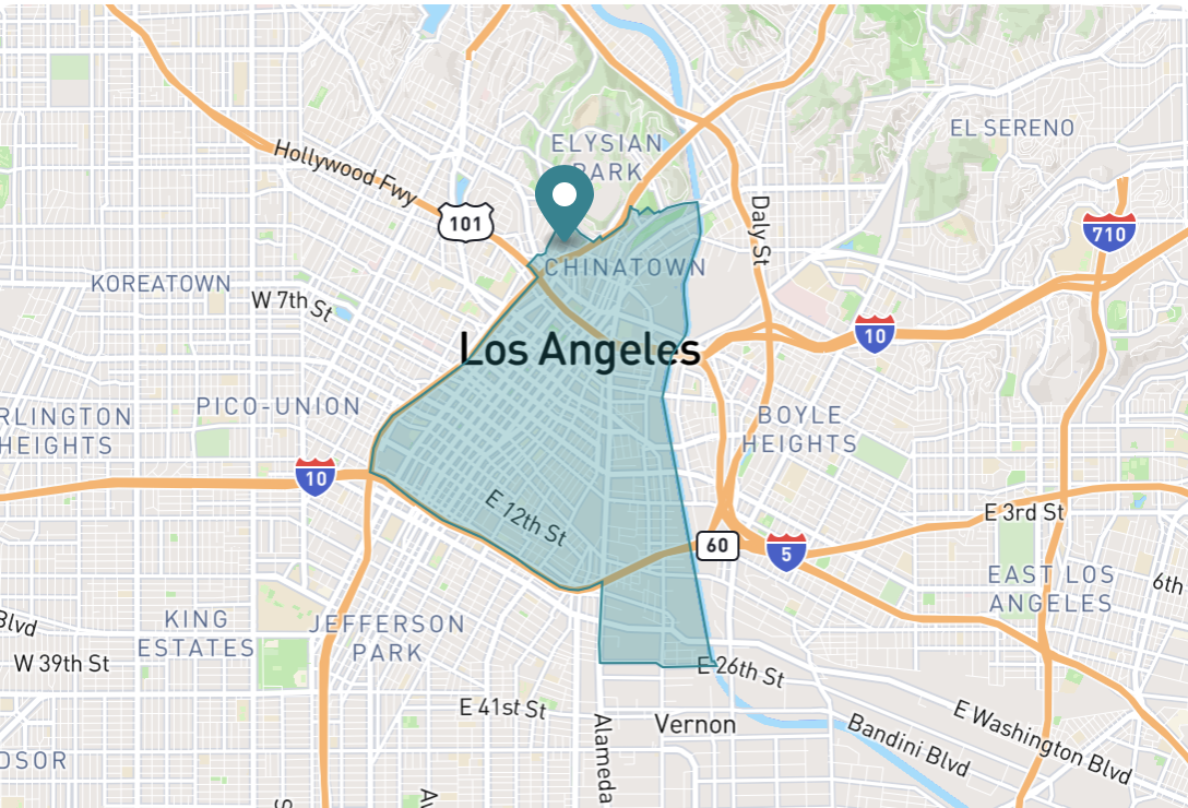 Map of Downtown in Los Angeles, California