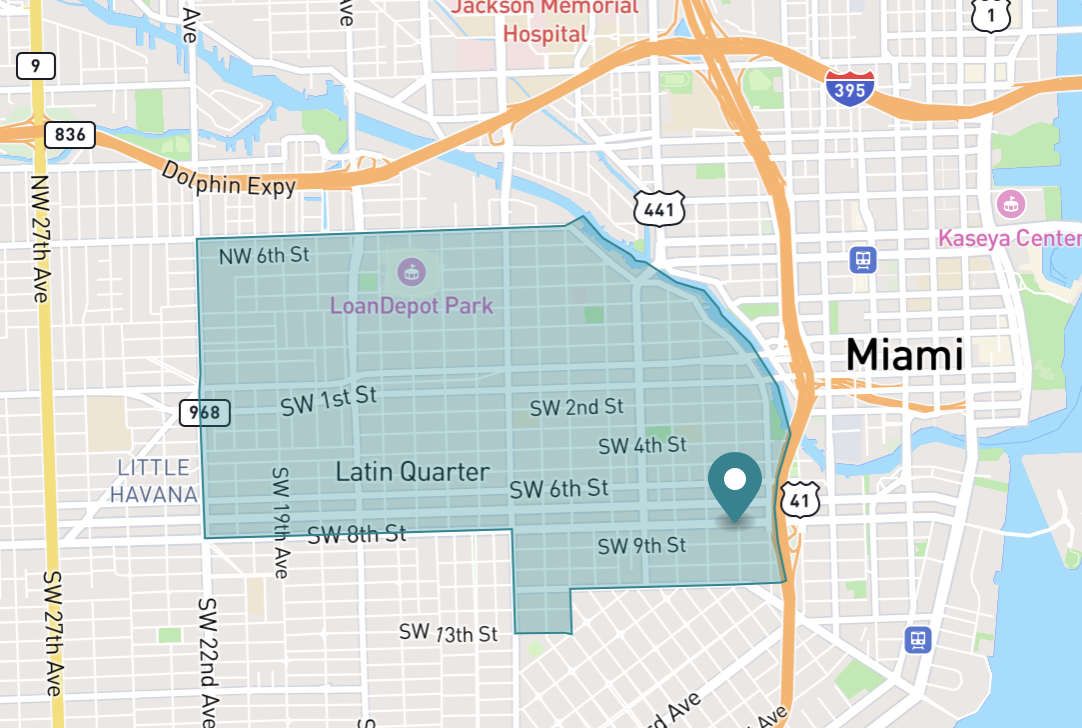 Map of Downtown in Miami, Florida