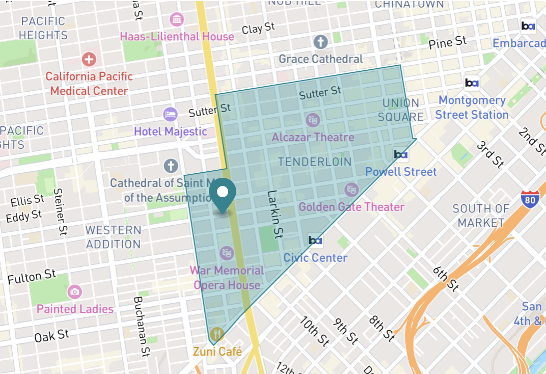 Map of Downtown in San Francisco, California