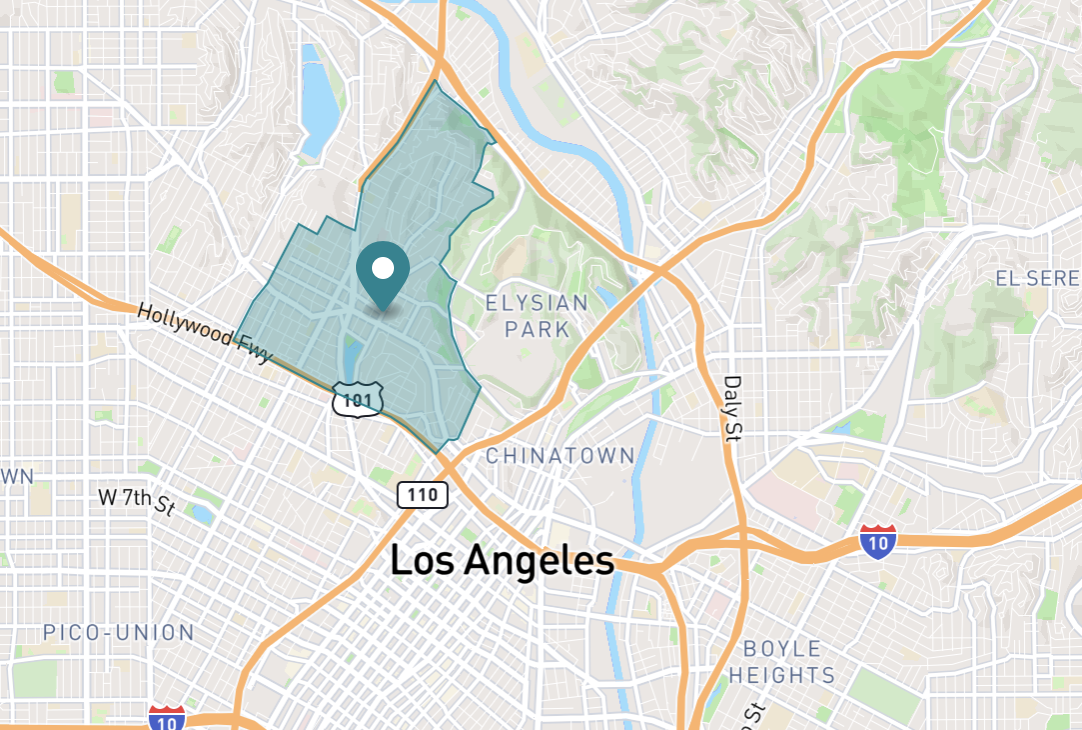 Map of Echo Park in Los Angeles, California