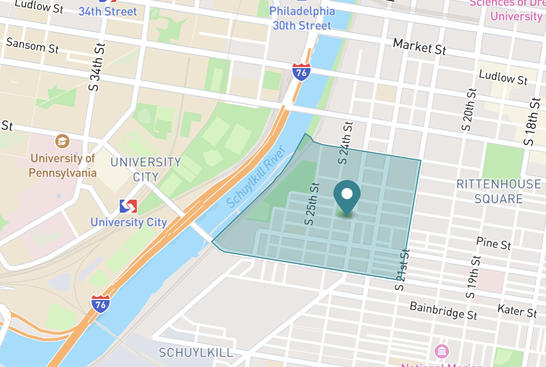 Map of Fitler Square in Philadelphia, Pennsylvania