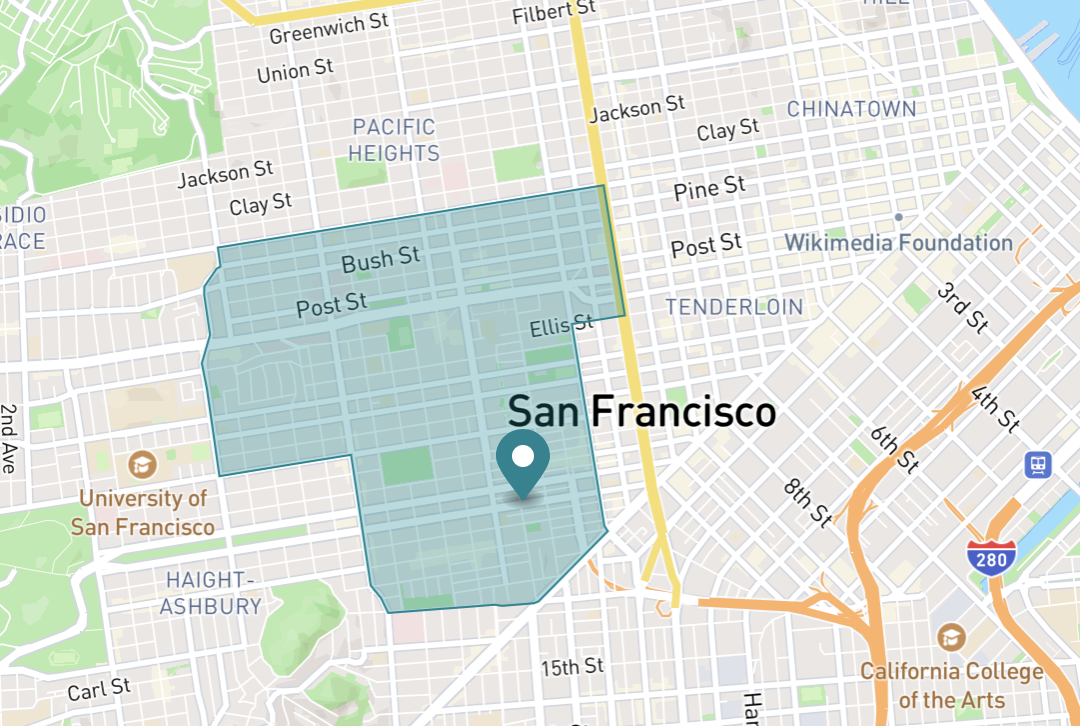 Map of Hayes Valley Lower Haigh in San Francisco, California