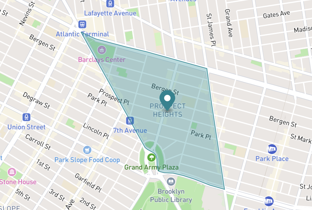 Map of Prospect Heights in Brooklyn, New York