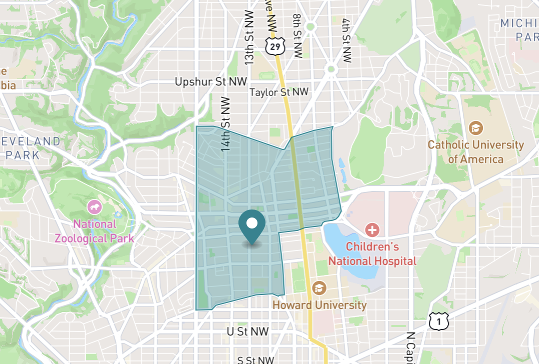 Map of Columbia Heights neighborhood in Washington D.C.
