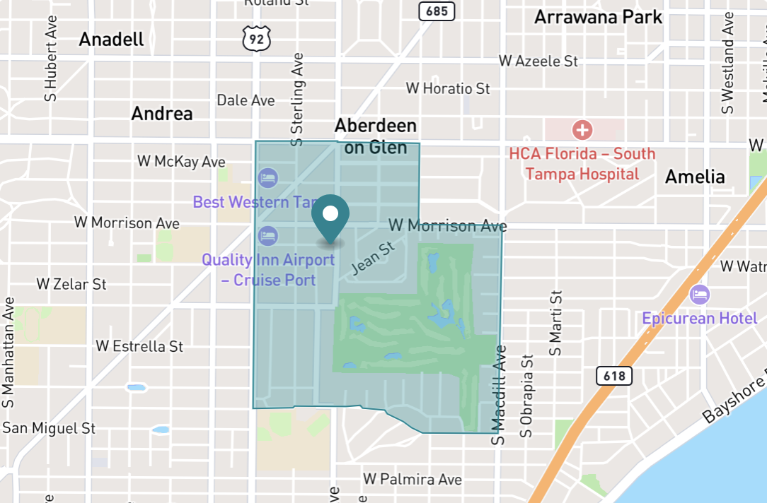 Map of Golfview neighborhood in Tampa, Florida