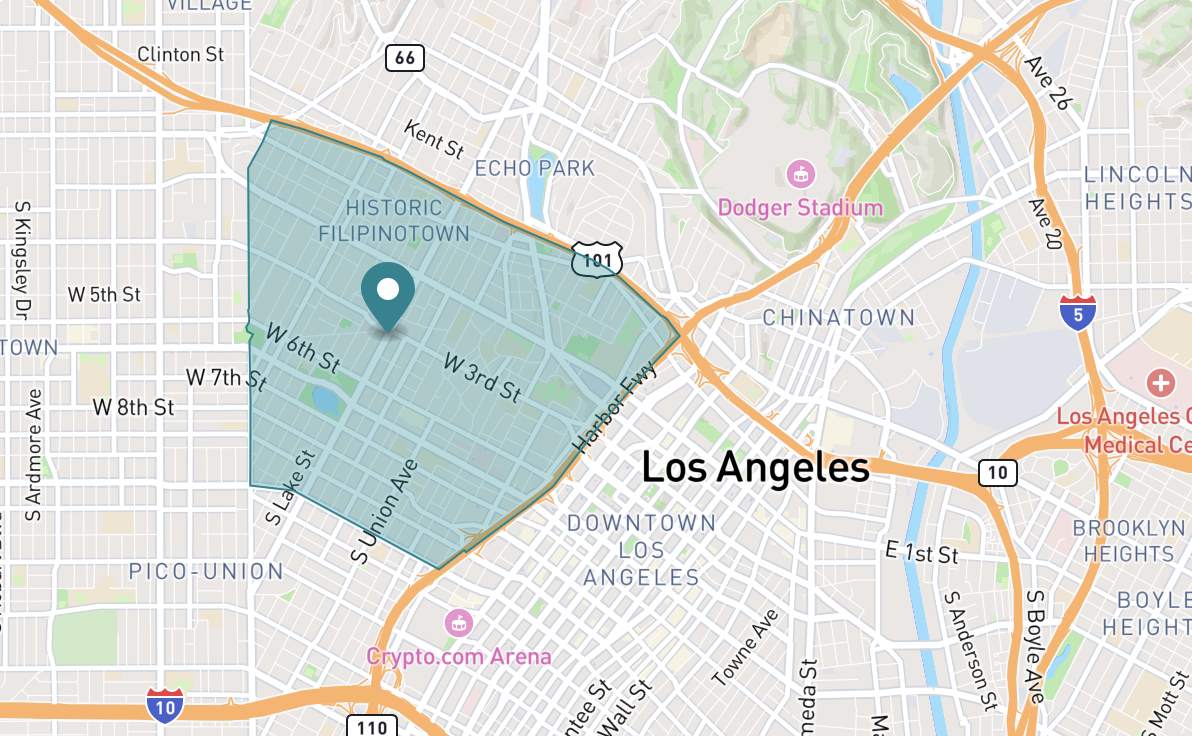 Map of Westlake neighborhood in Los Angeles, California