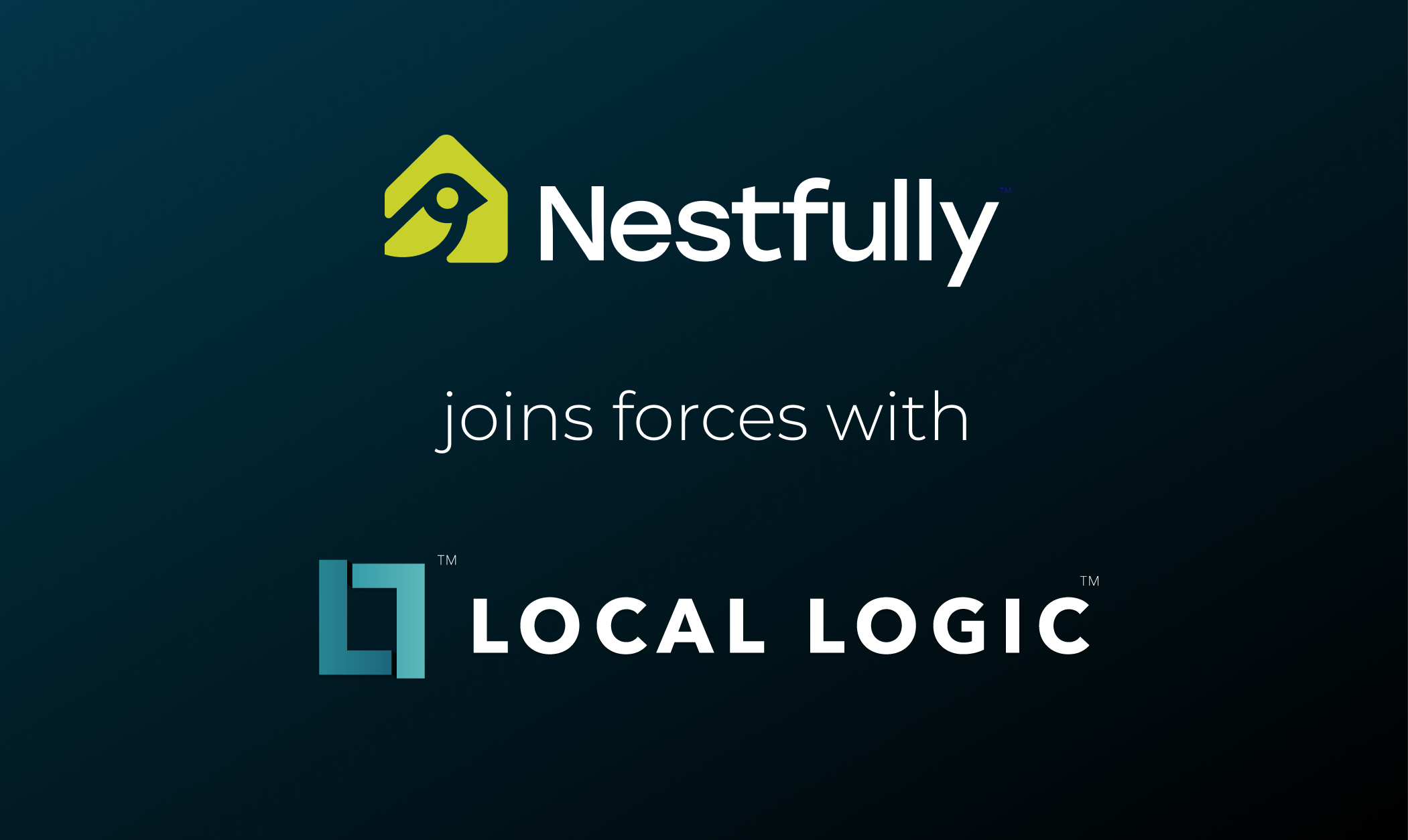 nestfully logo with local logic logo to announce strategic collaboration over a navy background