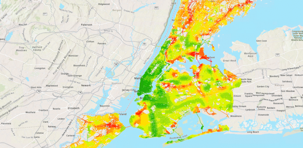 How the Cycling Score evolved in New York City through the years