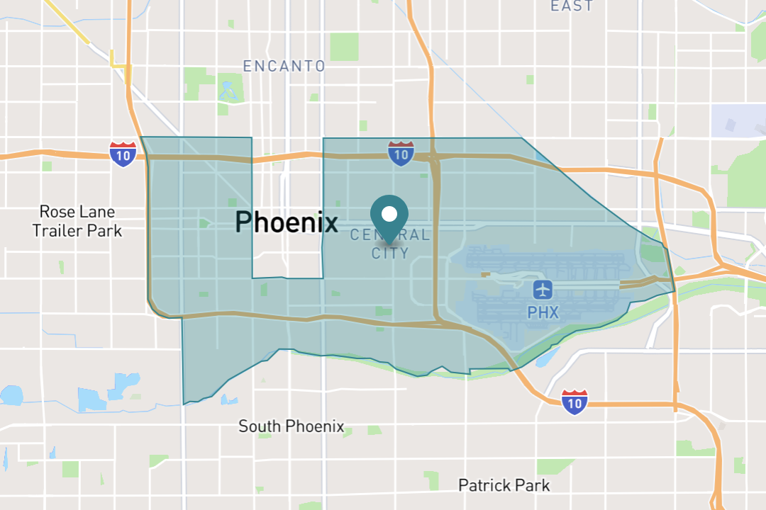 Map of Central City neighborhood in Phoenix, Arizona