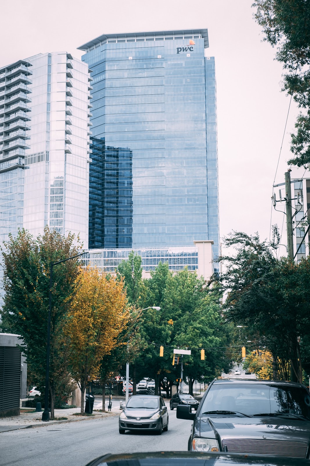 cityscape with tall buildings