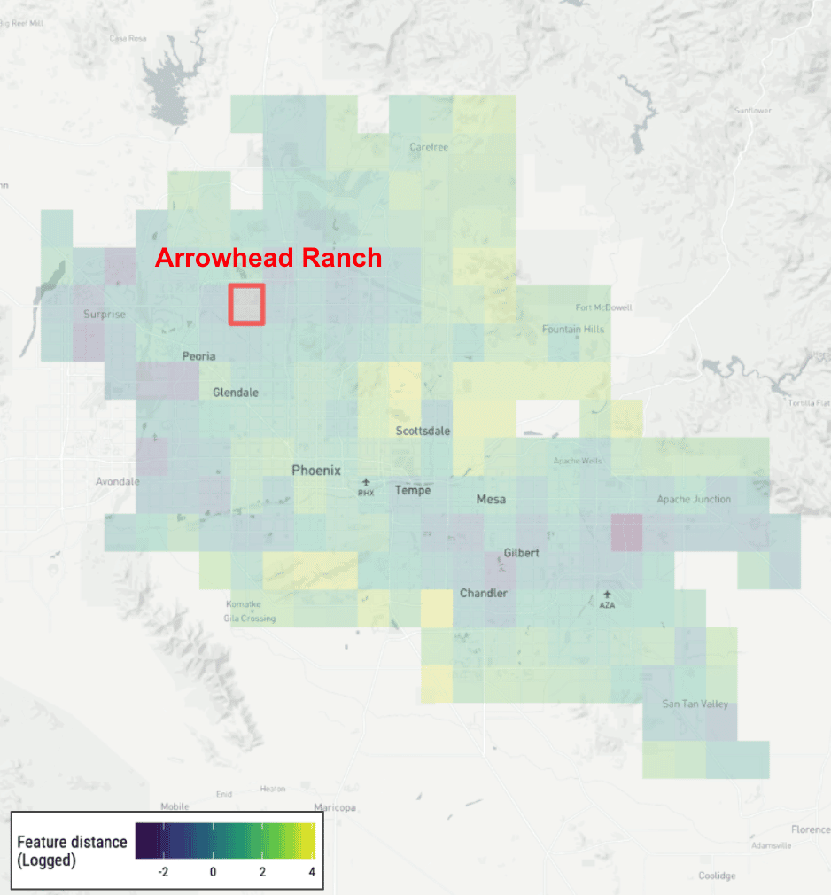 Heatmap measuring similarity of neighborhoods to Arrowhead Ranch.png