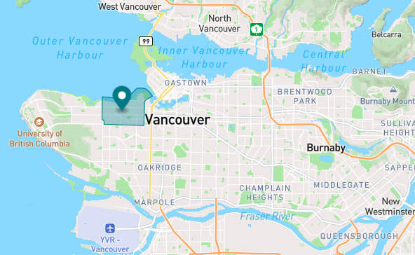 Map of Kitsilano neighborhood in Vancouver, British Columbia