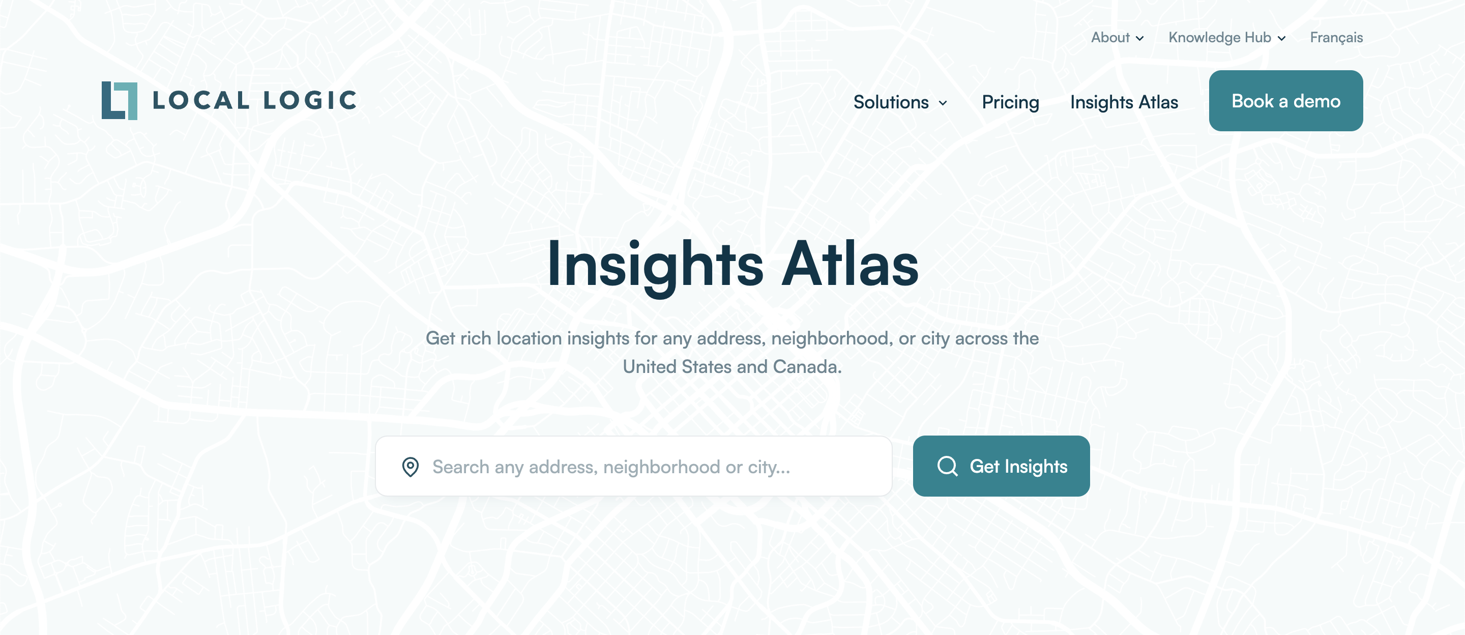 Local Logic's Insights Atlas for location insights on any city, neighborhood, or address in the US and Canada