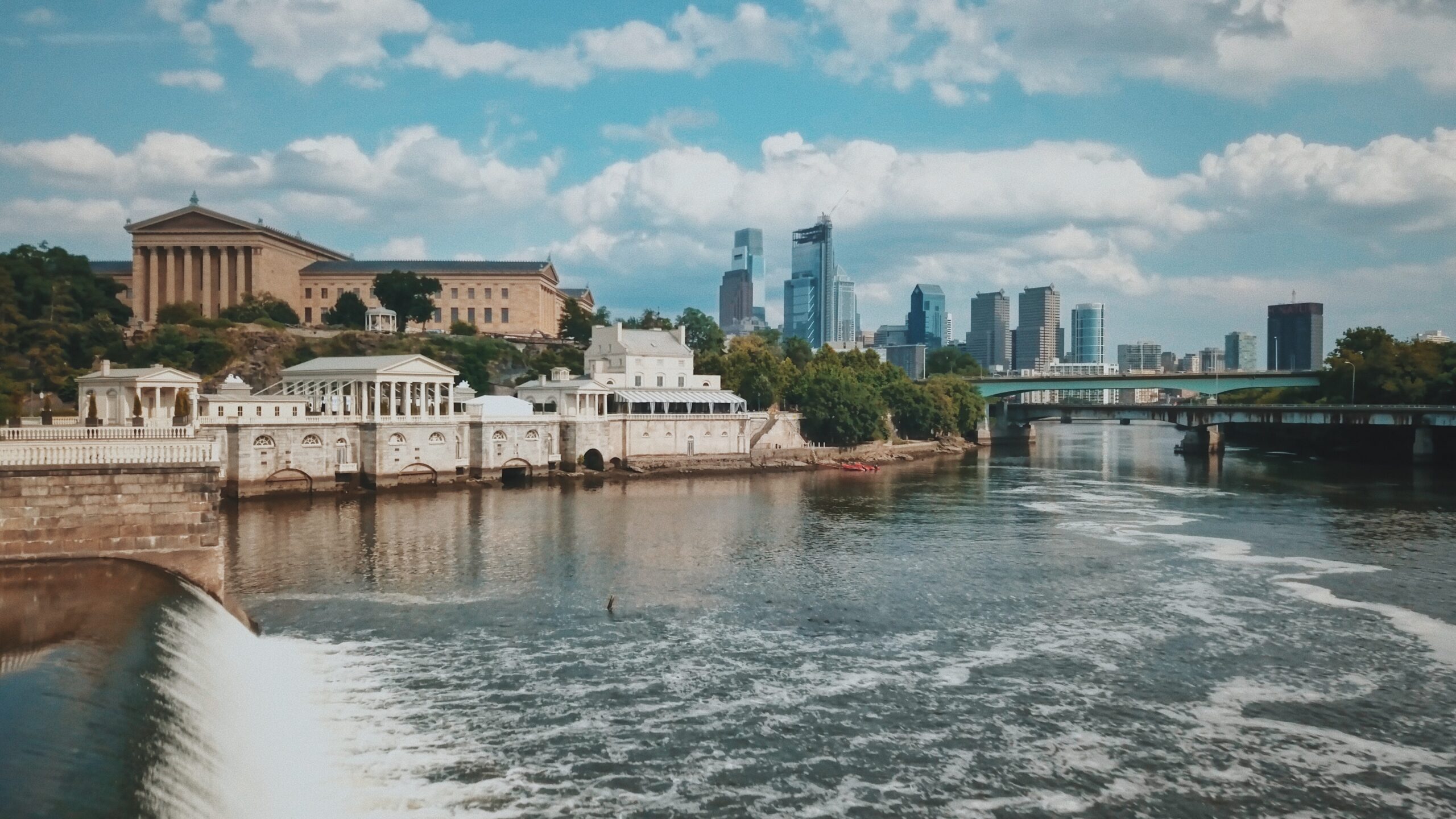 Along the Schuylkill River, with the Philadelphia Art Museum and the center city skyline as the backdrop