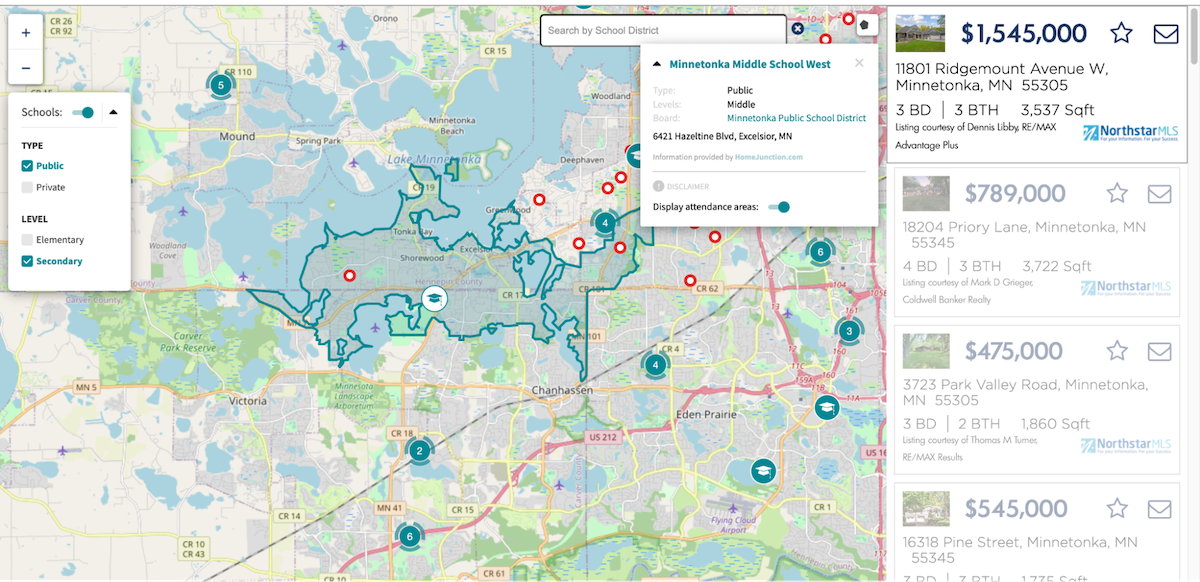 School boundaries on RE/MAX Results