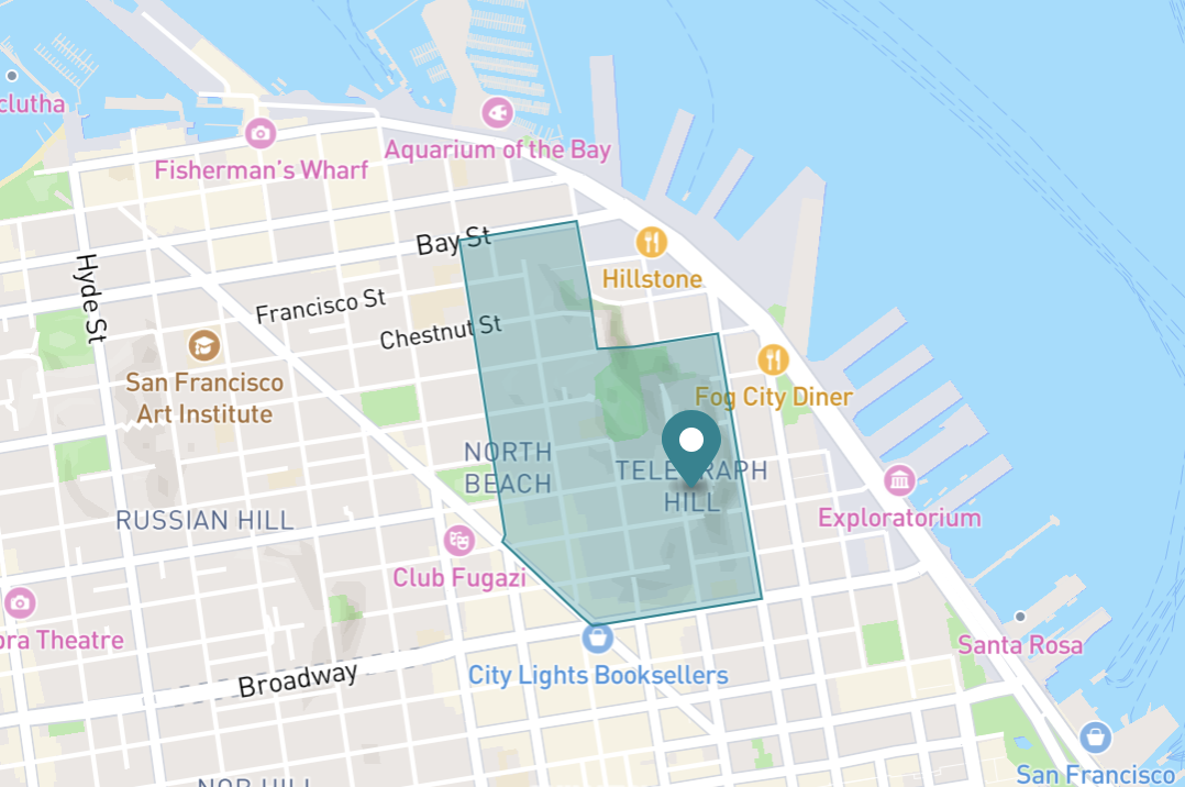 Map of Telegraph Hill in San Francisco, California