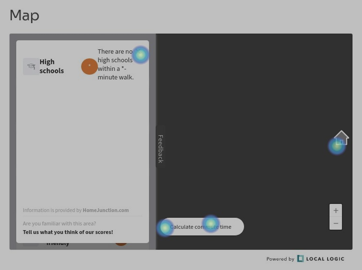 Heat map of customer interactions on the Local Content widget