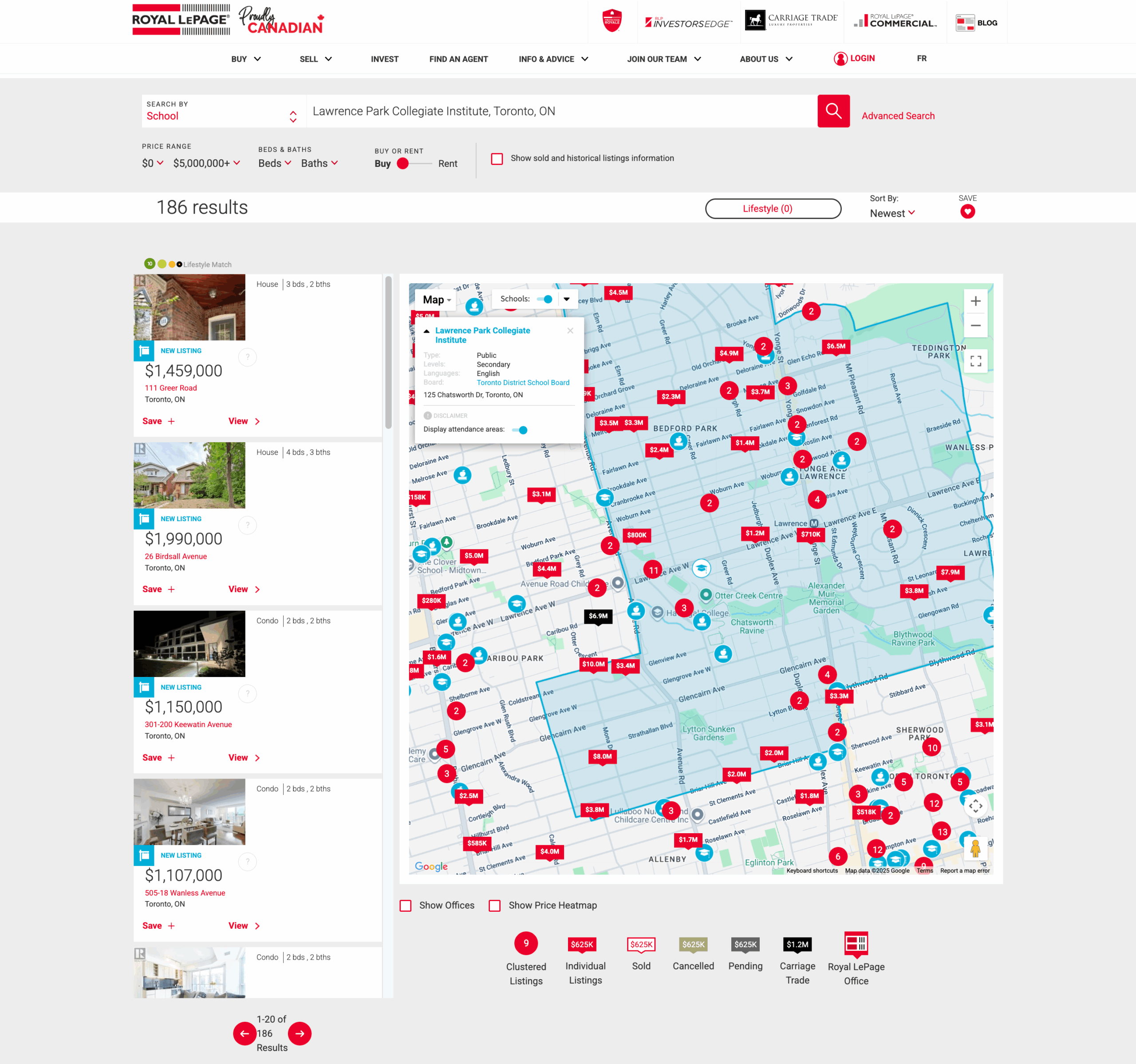 An example of Local Logic's Schools API as implemented by Royal LePage