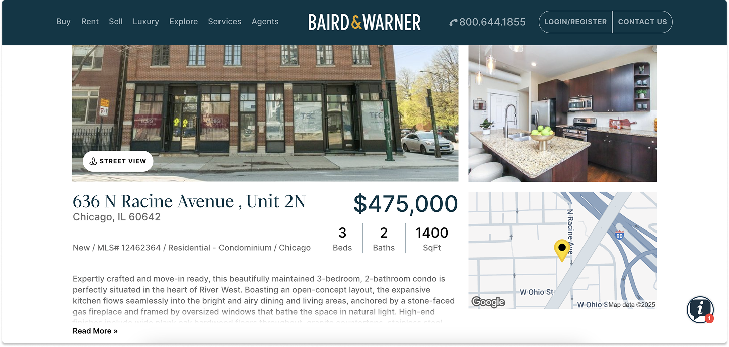 Baird & Warner listing page