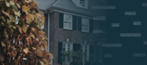 Dark teal gradient overlay of Local Logic's location data on top of an image of a home in Winnetka, Ilinois