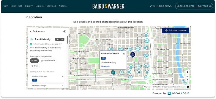 Local Logic's Local Content widget as implemented by Baird & Warner on their listings