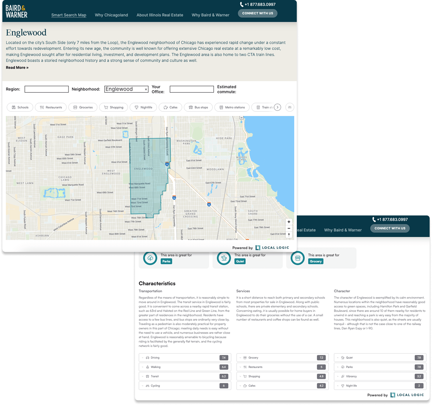 Local Logic's NeighborhoodWrap widget as implemented by Baird & Warner on their listings