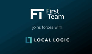 Partnership announcement featuring FirstTeam and Local Logic logos