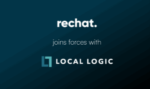 Partnership announcement featuring Rechat and Local Logic logos