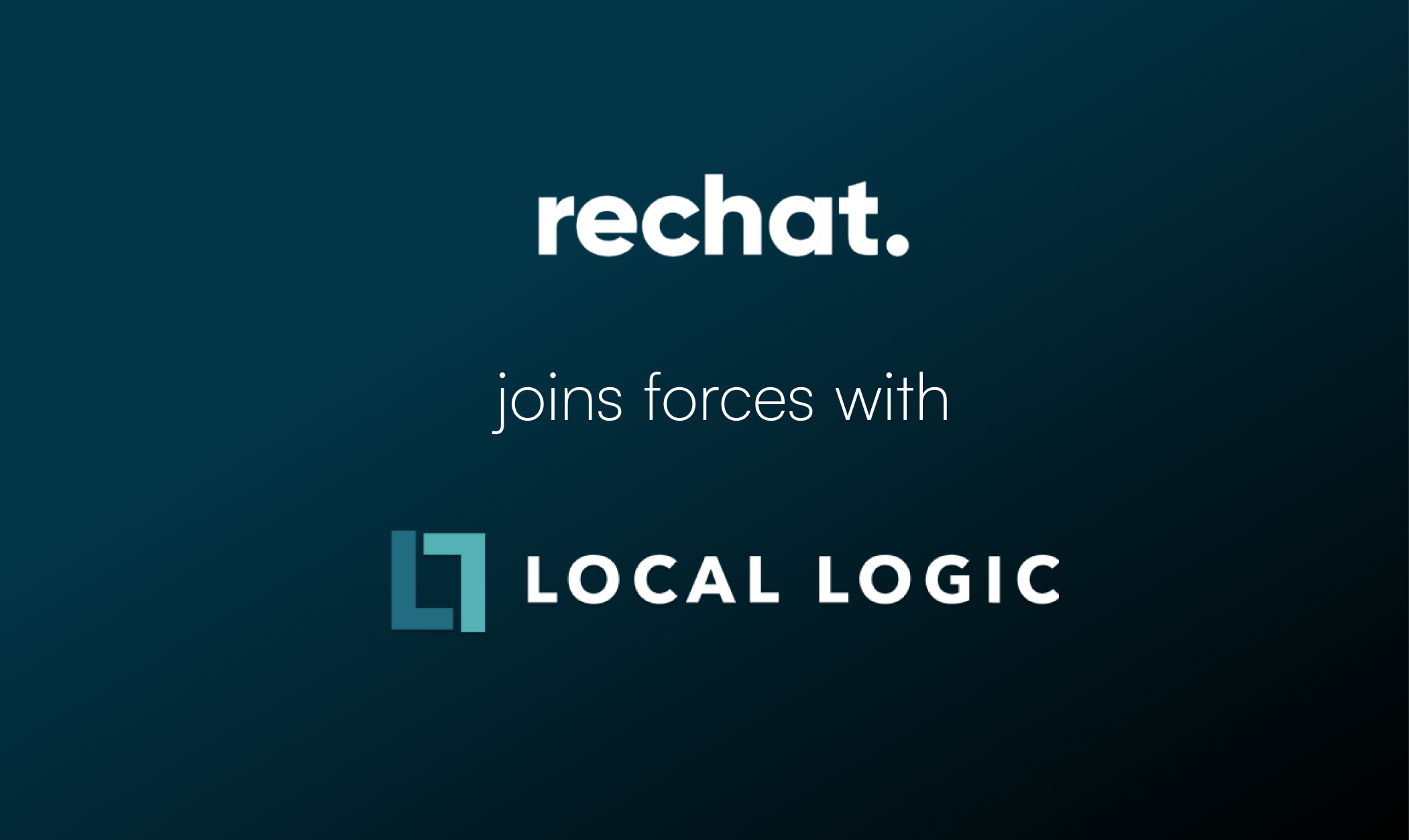 Partnership announcement featuring Rechat and Local Logic logos