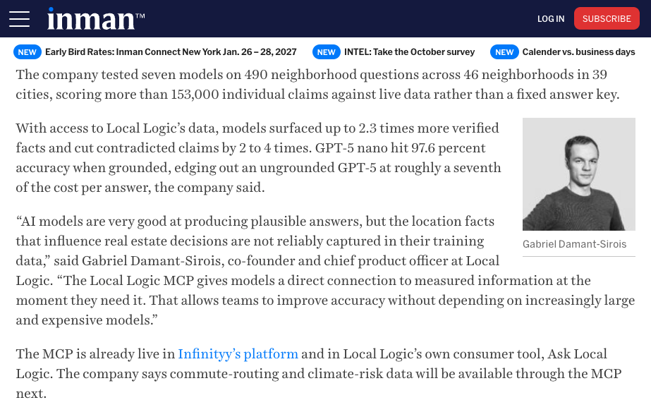 Inman: Local Logic takes aim at hallucinated facts