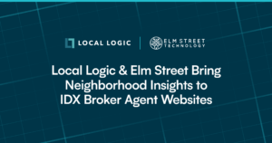Local Logic and Elm Street Technology logos with the headline: Local Logic & Elm Street Bring Neighborhood Insights to IDX Broker Agent Websites